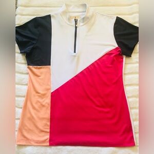 EUC Sport Haley Womens Sleeveless White Colorblock Lightweight Golf Blouse Top